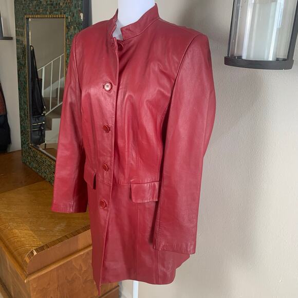 Vintage Genuine Leather Terry Lewis Size S Coat Jacket Burgundy Red Classic - Picture 3 of 11